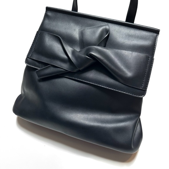 Circus by Sam Edelman Casey Bow Convertible Flap Backpack Black Vegan Leather - Picture 1 of 12